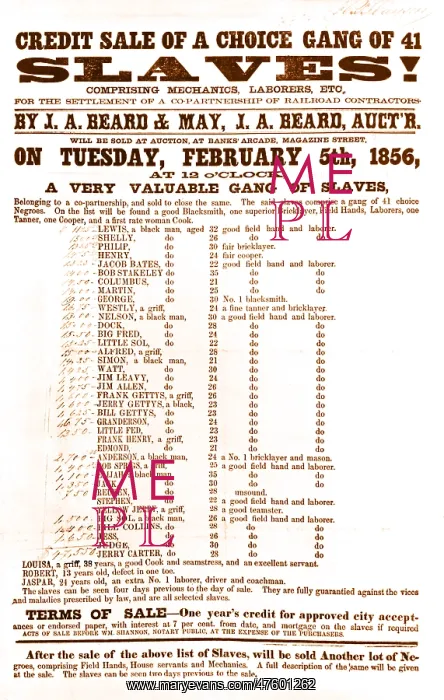 : Slave Auction Notice : Slave Auction Notice