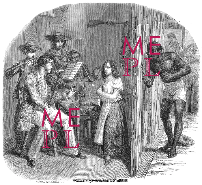 : Slave listening to the music of a white man : Slave listening to the music of a white man