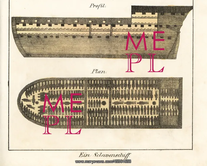  : Slave ship showing hundreds of slaves crammed
