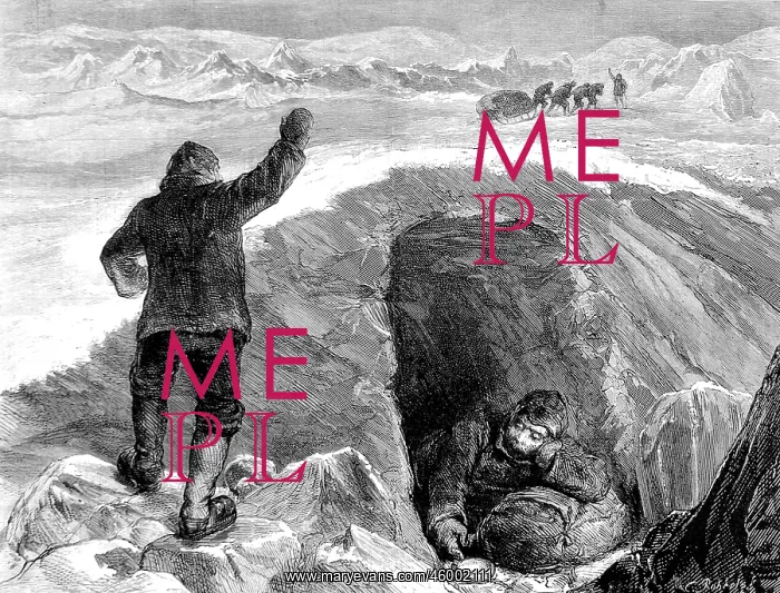 : Sledge party leaving an invalid in an ice cave, British Arct : Sledge party leaving an invalid in an ice cave, British Arct