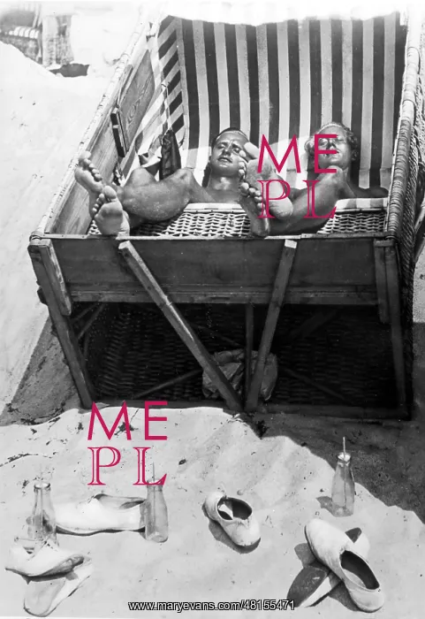 : Sleeping in a beach chair 1936 : Sleeping in a beach chair 1936