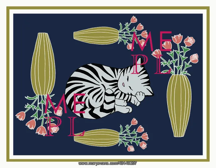  : Sleeping cat amongst flowers