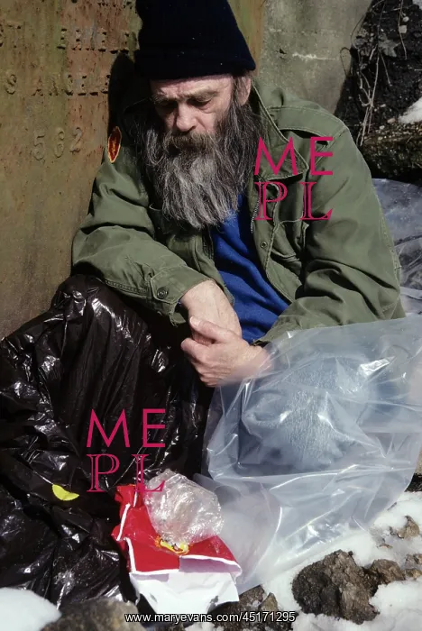 : Sleeping Homeless Man Covered with Plastic Bags : Sleeping Homeless Man Covered with Plastic Bags