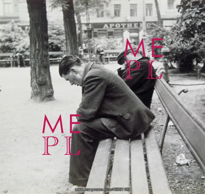 : Sleeping men on a bench : Sleeping men on a bench