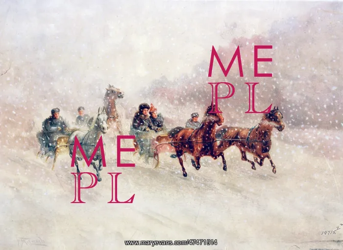 : Sleighs pulled by horses running through snow : Sleighs pulled by horses running through snow