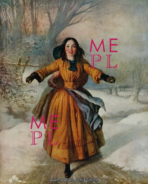 : On the Slide – Victorian girl sliding on ice : On the Slide – Victorian girl sliding on ice