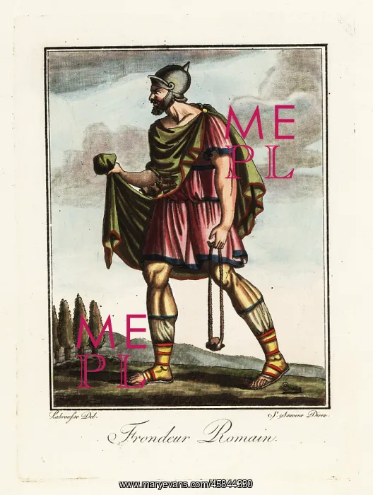 : Slinger in the Roman army, ancient Rome : Slinger in the Roman army, ancient Rome