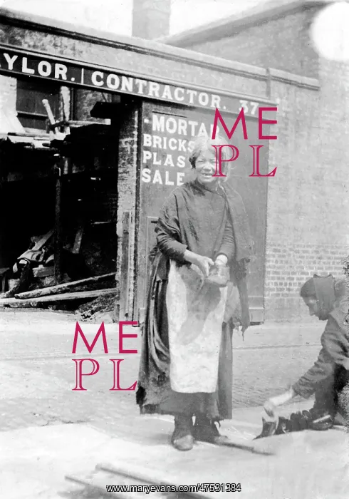  : Slum life. Slum Life, woman holding a shoe, 1892