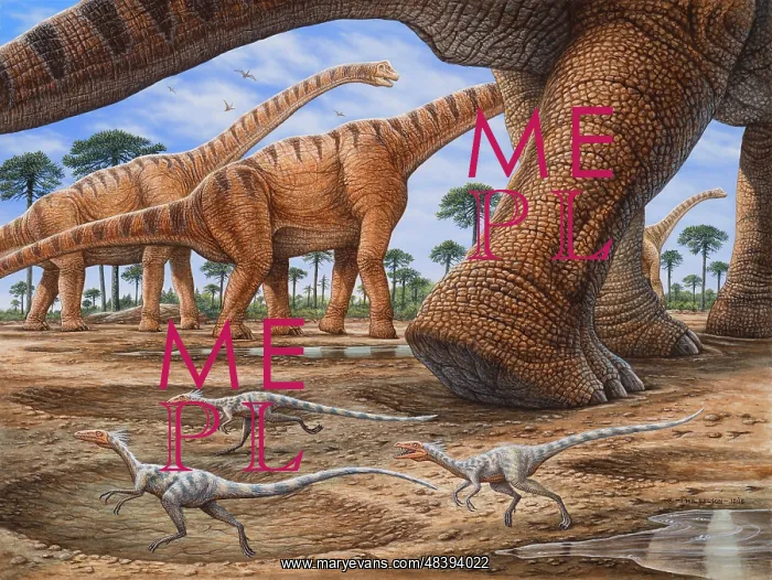 : Small Compsognathus dinosaurs try to avoid getting : Small Compsognathus dinosaurs try to avoid getting