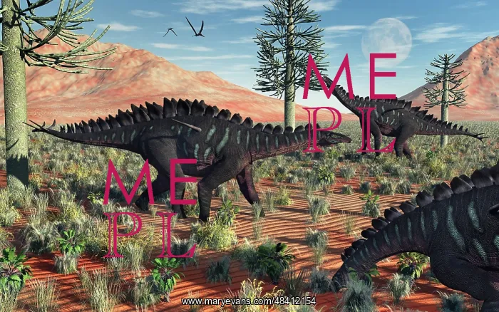 : A small group of stegosaurid Miragaia dinosaurs : A small group of stegosaurid Miragaia dinosaurs