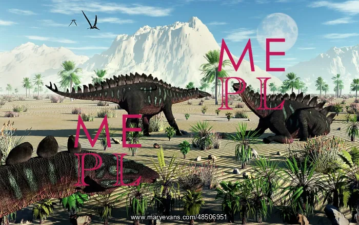 : A small group of stegosaurid Miragaia dinosaurs : A small group of stegosaurid Miragaia dinosaurs