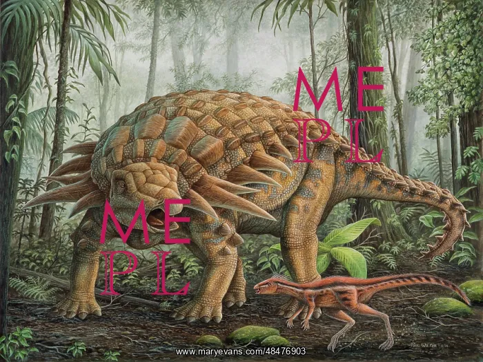 : A small Orodromeus dinosaur tries to sneak by : A small Orodromeus dinosaur tries to sneak by