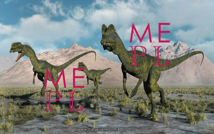 : A small pack of Dilophosaurus dinosaurs during : A small pack of Dilophosaurus dinosaurs during
