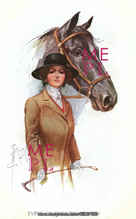 : A smart lady rider with her mount : A smart lady rider with her mount