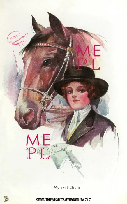 : A smart lady rider with her mount : A smart lady rider with her mount