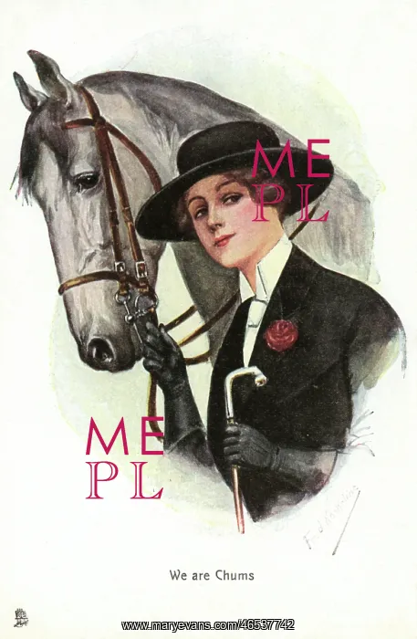 : A smart lady rider with her mount : A smart lady rider with her mount