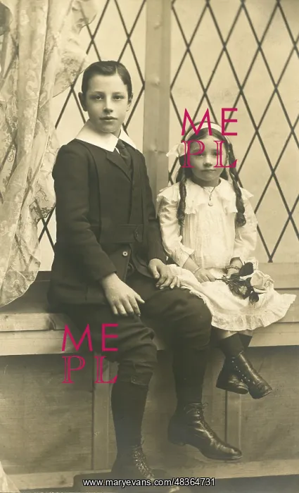 : Two smartly dressed little children : Two smartly dressed little children