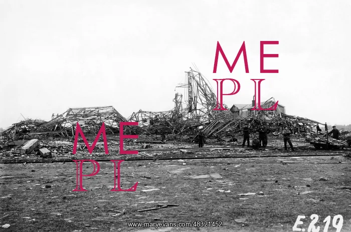 : Smashed German aircraft hall, around 1920 : Smashed German aircraft hall, around 1920
