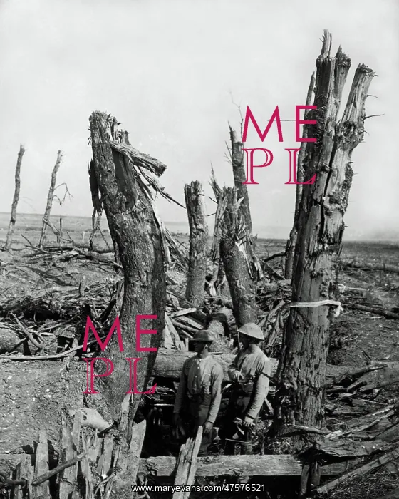 : Smashed up German trench at Morval, Somme, WW1 : Smashed up German trench at Morval, Somme, WW1