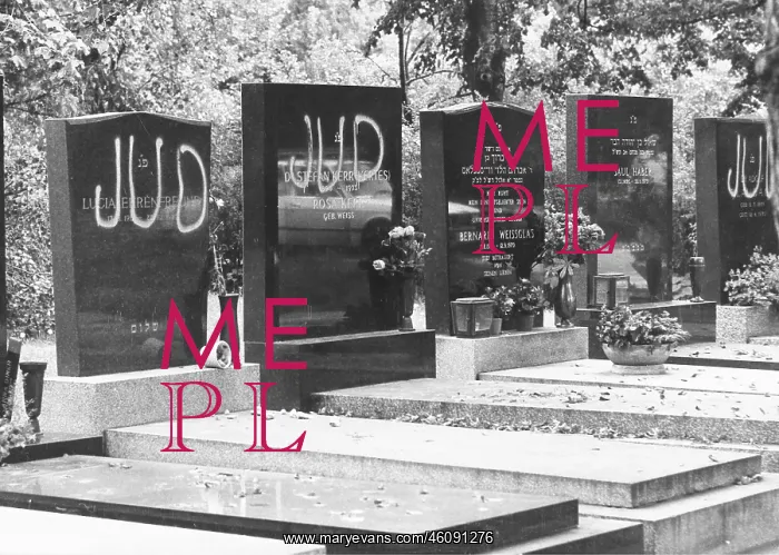 : Smeared Jewish graves at the Central Cemetery in : Smeared Jewish graves at the Central Cemetery in