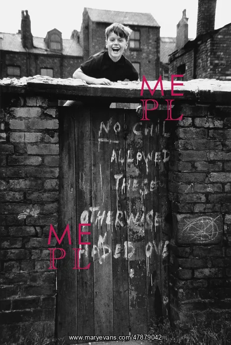 : Smiling boy climbs back yard gate - Manchester 1966 : Smiling boy climbs back yard gate - Manchester 1966