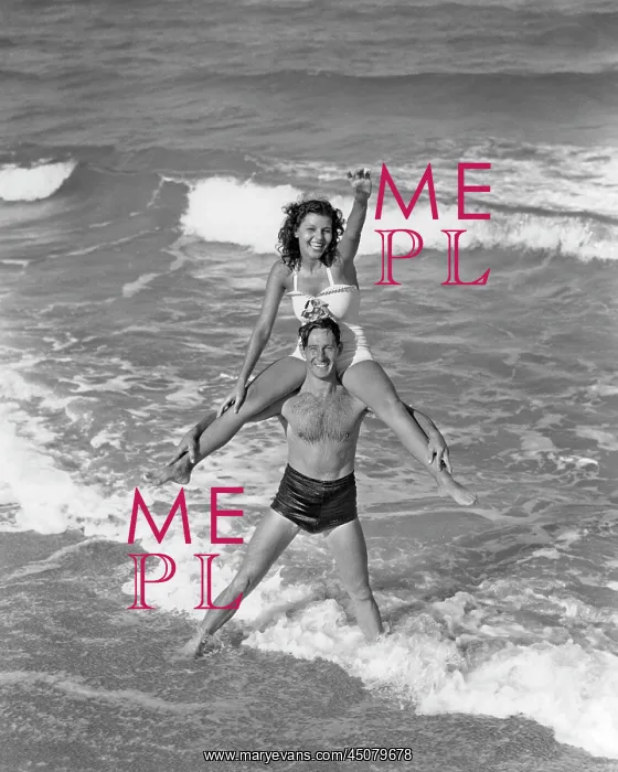 : Smiling Couple Wearing Bathing Suits Playing in Surf : Smiling Couple Wearing Bathing Suits Playing in Surf