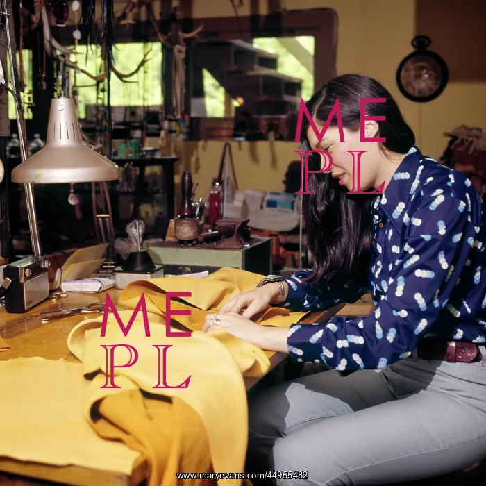 : Smiling Woman Craft Artisan Working with Leather : Smiling Woman Craft Artisan Working with Leather
