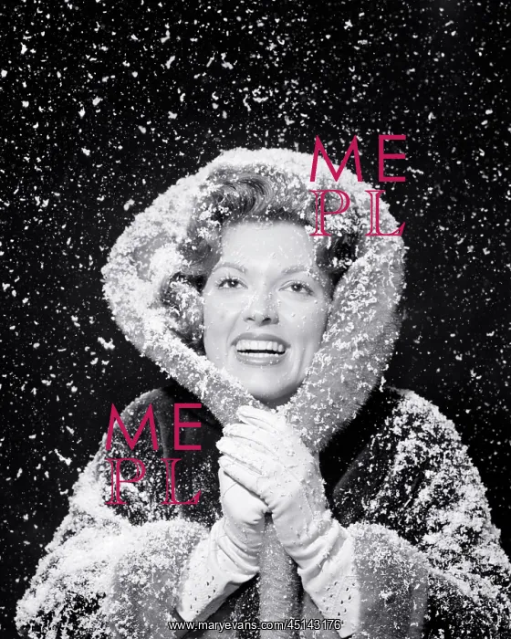 : Smiling Woman in Falling Snow Storm Looking at : Smiling Woman in Falling Snow Storm Looking at