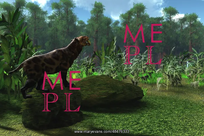 : A Smilodon cat roars to warn other males to leave his ? : A Smilodon cat roars to warn other males to leave his ?