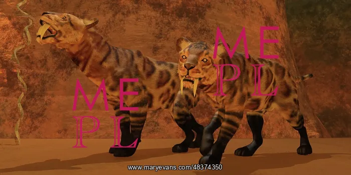 : Two Smilodon cats find protection in a vast cave system : Two Smilodon cats find protection in a vast cave system