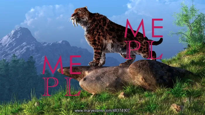 : Smilodon on a mountainside : Smilodon on a mountainside