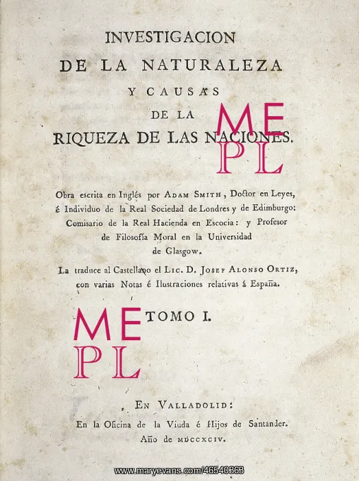 : SMITH, Adam (1723-1790). Cover of the first volume : SMITH, Adam (1723-1790). Cover of the first volume