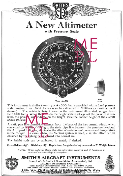 : Smiths Aircraft Altimeter : Smiths Aircraft Altimeter
