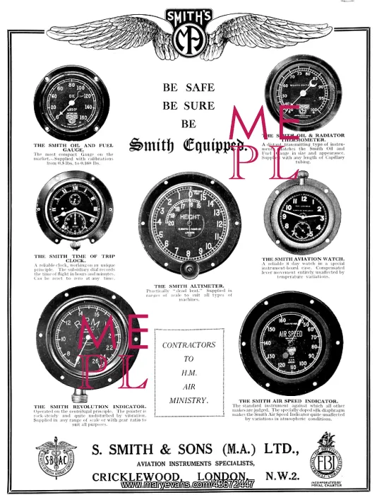 : Smiths Aircraft Flight & Engine Instruments 1925 : Smiths Aircraft Flight & Engine Instruments 1925
