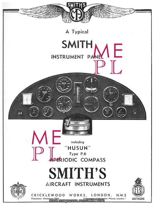 : Smiths Aircraft Instrument Panel : Husun P6 Compass : Smiths Aircraft Instrument Panel : Husun P6 Compass