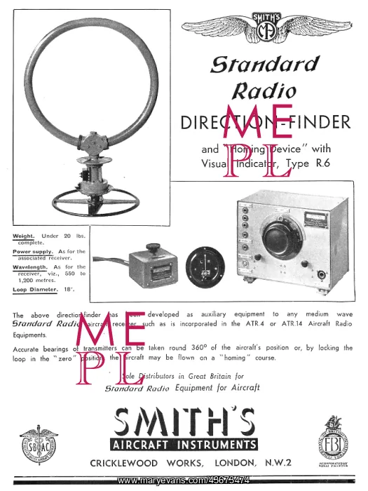 : Smiths Aircraft Instruments & Components - R6 D / F. Homing : Smiths Aircraft Instruments & Components - R6 D / F. Homing