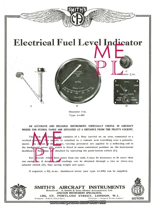 : Smiths Aircraft Instruments Electric Fuel level Indicator : Smiths Aircraft Instruments Electric Fuel level Indicator