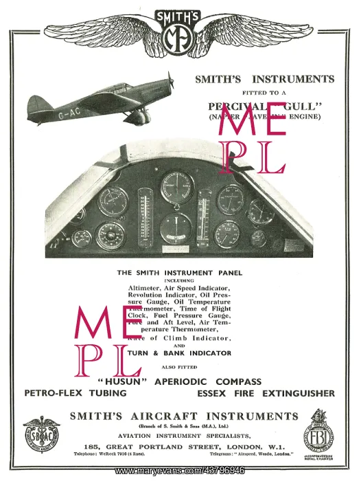 : Smiths Aircraft Instruments For The Percival Gull : Smiths Aircraft Instruments For The Percival Gull