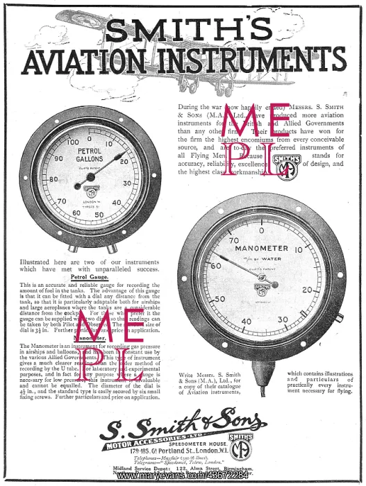 : Smiths Aircraft Instruments - Smiths Petrol Gauges : Smiths Aircraft Instruments - Smiths Petrol Gauges