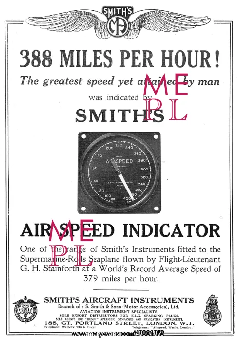  : Smiths Airspeed Indicator - Stainforth Speed Record