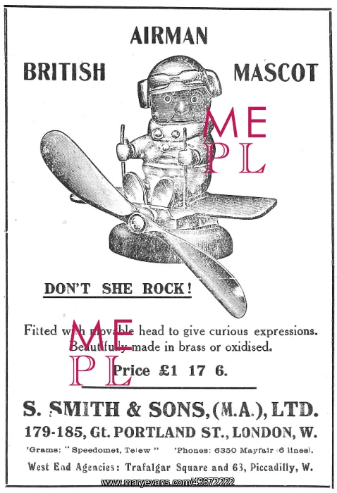 : Smiths British Airman Car Mascot 1916 : Smiths British Airman Car Mascot 1916