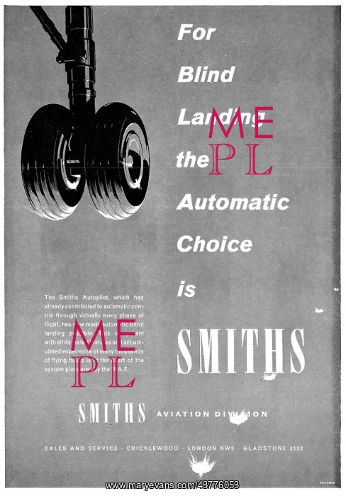 : Smiths Flight Systems Smiths Autopilot Autoland 1958 : Smiths Flight Systems Smiths Autopilot Autoland 1958
