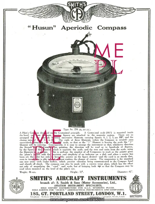 : Smiths Husun Aperiodic Aircraft Compass : Smiths Husun Aperiodic Aircraft Compass