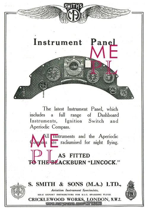 : Smiths Instrument Panel As Fitted To The Blackburn Lincock : Smiths Instrument Panel As Fitted To The Blackburn Lincock