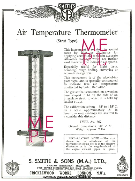 : The Smiths Strut Type Air Temperature Thermometer : The Smiths Strut Type Air Temperature Thermometer