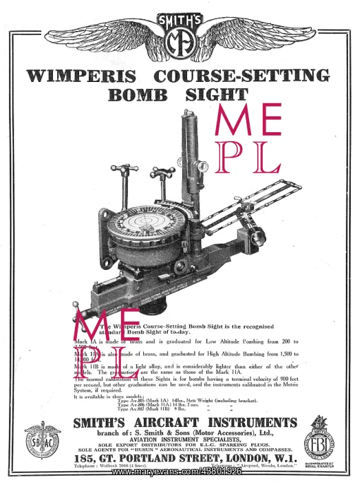 : Smith's Wimperis Course-Setting Bomb Sight : Smith's Wimperis Course-Setting Bomb Sight