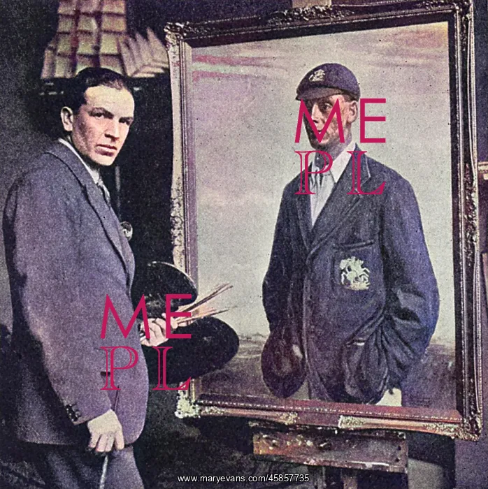 : Smithson Broadhead with his portrait of Jack Hobbs : Smithson Broadhead with his portrait of Jack Hobbs