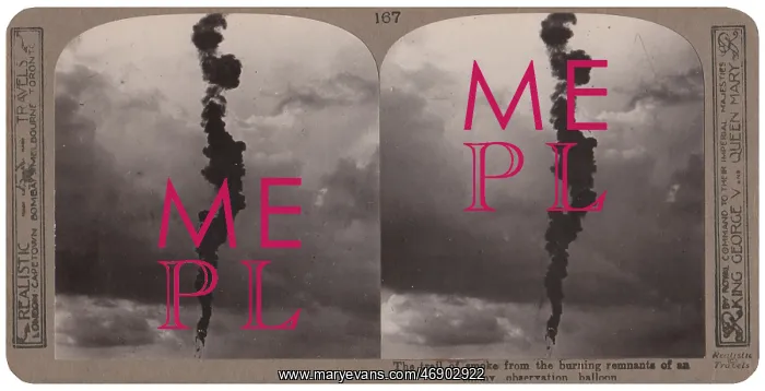 : Smoke trail of observation balloon, WW1 : Smoke trail of observation balloon, WW1