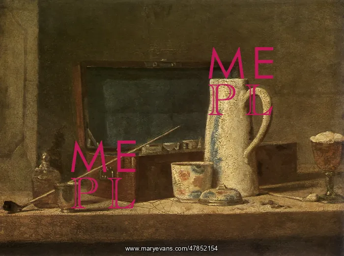 : Smoking Kit with a Drinking Pot, by Chardin : Smoking Kit with a Drinking Pot, by Chardin