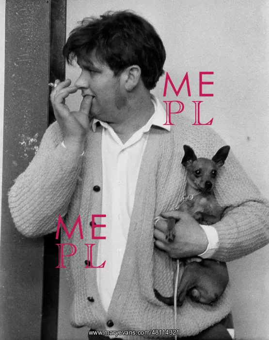 : Smoking man with lapdog : Smoking man with lapdog